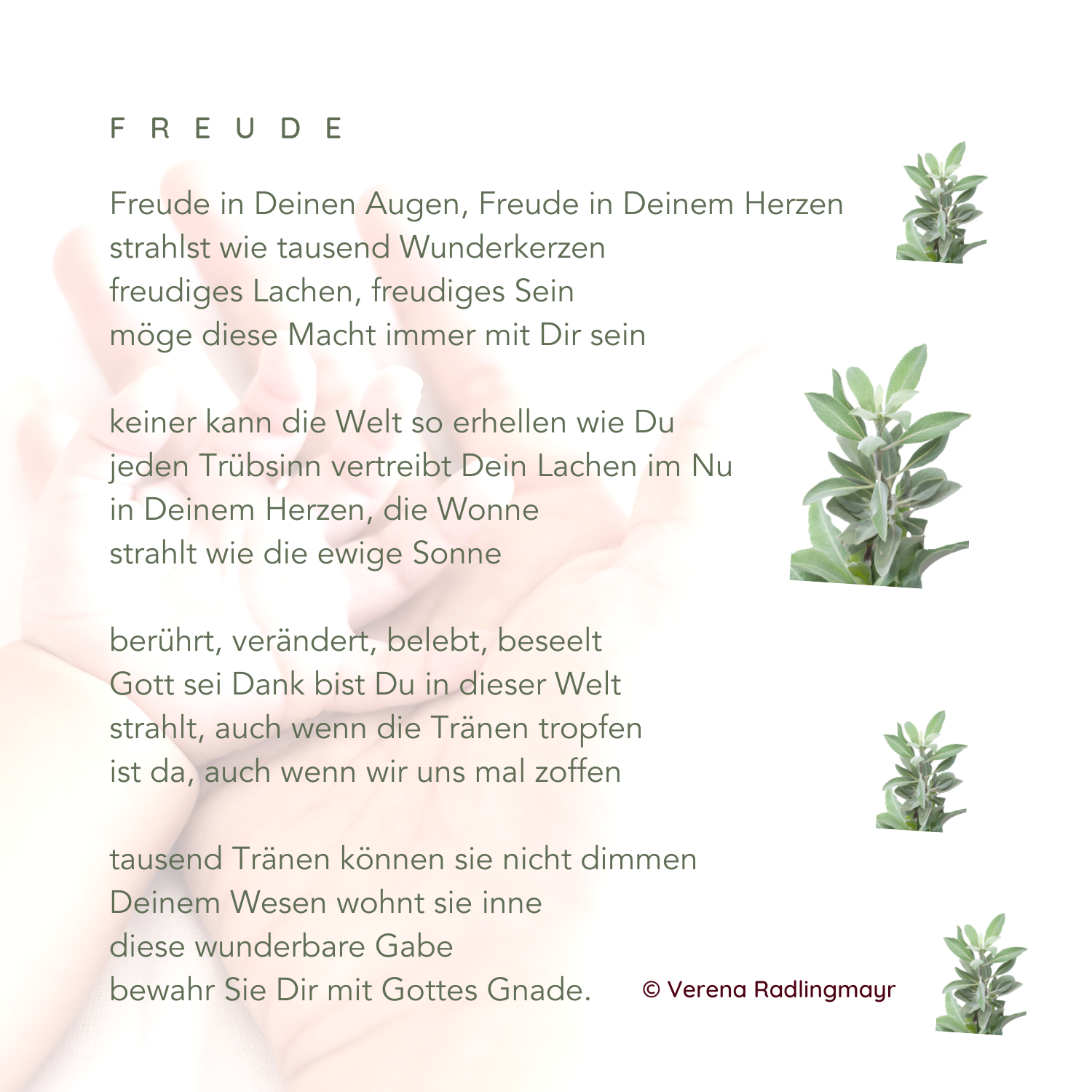 Freude – Gedicht zur Geburt auf Leinwand